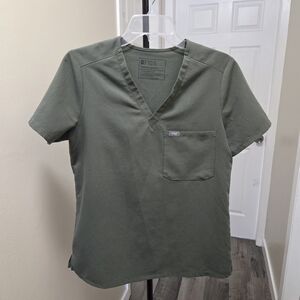 Figs Rayon Blend Olive Green Scrub Top